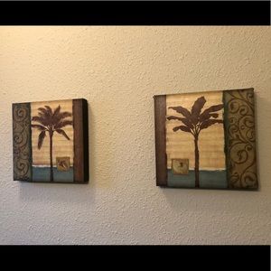 SOLD Set of 2 Canvas Palm Tree Beach Wall Art